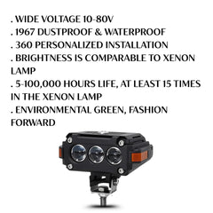 1 Pc HJG Hazard Series Fog Light Triple Lens 80W Orange Hazard DRL Fog light Ultra Wide Dual Colour Fog Light