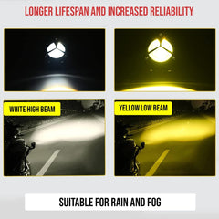 2 Pcs Set HJG Mers-Star ☮ Style Projector Fog Lights For All Bikes, Cars - Jeep