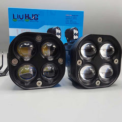 2 Pcs Set HJG Original Cree SMD Quad Lens Projector Dual Colour Yellow/White With Bonnet Brackets For Jeep/Car