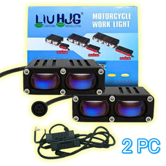 2 pcs Set HJG 2 Lens Super Slim High Power Devil Eye 80W Landscape Style Grill LED Fog Light for Car