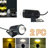2 Pc Set HJG 40W Mini Projector Driving Fog Lights With Free Switch Dual Color With Devil Eye Function For All Bikes, Cars - Jeep