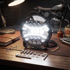Nakamoro Premium Series R02 Model 9 Inch Round LED Floodlight With White/Amber Drl