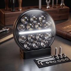 Nakamoro Premium Series R01 Model 7 Inch Round LED Floodlight With White/Amber Drl