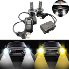 LIUHAWK H4 Dual Color Original 85W LED Light With Flasher And Remote For Car 2 Pcs Set