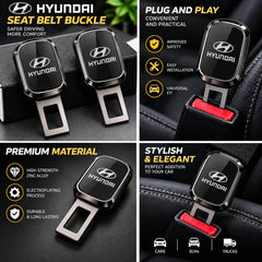 Hyundai Logo Metal Double Buckle Seat Belt Clip Metallic Grey 1 pc