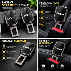 KIA Logo Metal Double Buckle Seat Belt Clip Metallic Grey 1 pc