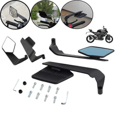 2 Pcs Set Motorcycle Rearview Mirror Wing Style Side Mirror Adjustable Rotating Side View Mirror