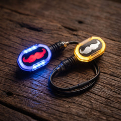 Universal Bike Indicator Mustache Style With Running DRL Blue - Red - Yellow 2 Pcs Set