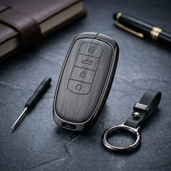 Omoda 5 Elite Series Metallic Car Key Case Luxury Zinc Alloy Protection Case(Grey)