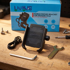 HJG Heavy Duty 360 Bike Metal Mobile Holder With Charging 2A Port In Premium Quality