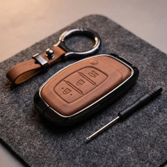 Elantra Old Elite Series Metallic Car Key Case Luxury Zinc Alloy Protection Case(Brown)