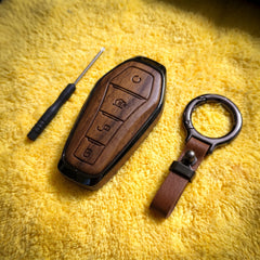 BYD Atto 3 Elite Series Metallic Car Key Case Luxury Zinc Alloy Protection Case(Brown)