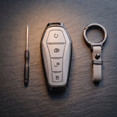 BYD Atto 3 Elite Series Metallic Car Key Case Luxury Zinc Alloy Protection Case(Grey)