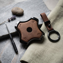 Dongfeng Elite Series Metallic Car Key Case Luxury Zinc Alloy Protection Case(Brown)