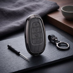 Tucson 2021-2024 Model Elite Series Metallic Car Key Case Luxury Zinc Alloy Protection Case(Black)