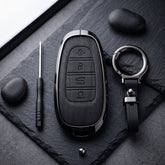 Tucson 2021-2024 Model Elite Series Metallic Car Key Case Luxury Zinc Alloy Protection Case(Black)