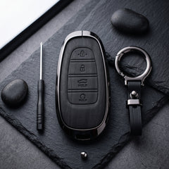 Sonata 2021-2024 Model Elite Series Metallic Car Key Case Luxury Zinc Alloy Protection Case(Black)