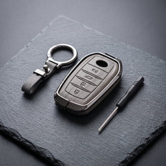 Fortuner 4 Button Elite Series Metallic Car Key Case Luxury Zinc Alloy Protection Case(Grey)