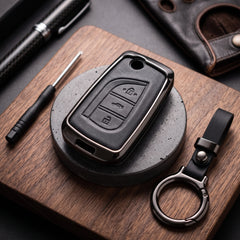 Corolla 2015 Grandy Model Elite Series Metallic Car Key Case Luxury Zinc Alloy Protection Case(Black)