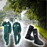 Bundle of Rain Suit & Rain Shoes Waterproof Shoes Cover with Rain Suit