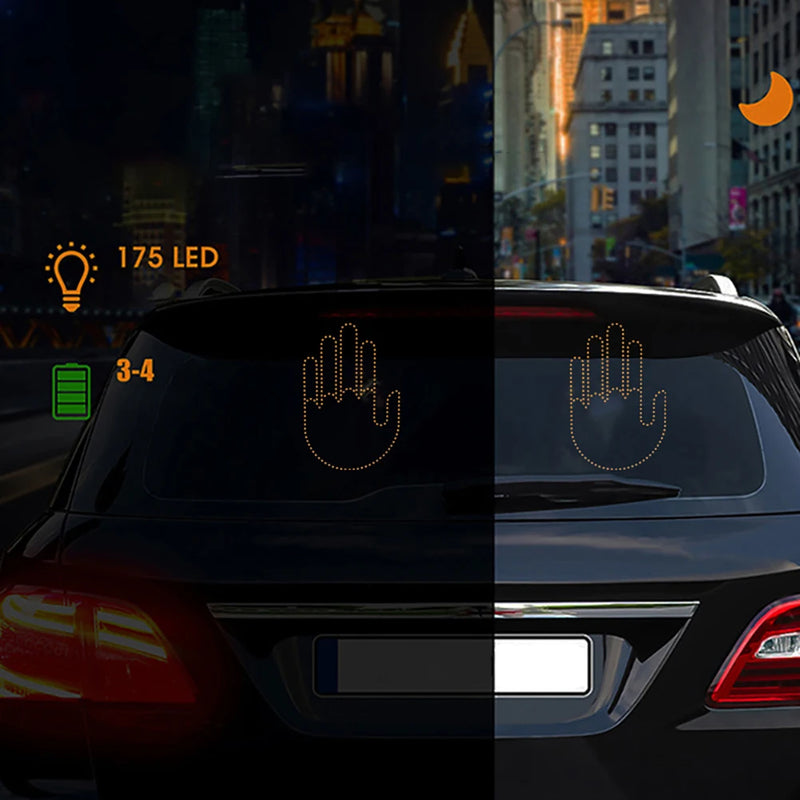 Finger Gesture Light with Remote Finger Light LED Car Back Window Sign Hand Funny Car Truck