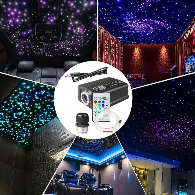 Liuhawk Single Head Galaxy Fiber Optic 9.5ft Starlight Headliner Kit  900 Pcs 0.5mm with 100 pcs 1mm Meter Shooting Star, Sound Activated Remote APP Control CAR And HOME Roof Decor