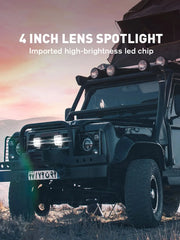 Universal LED Square Bar Light Angel Eye Function Auxiliary Fog Spotlights 1 Pc (Red)