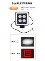 Universal LED Square Bar Light Angel Eye Function Auxiliary Fog Spotlights 1 Pc (Red)