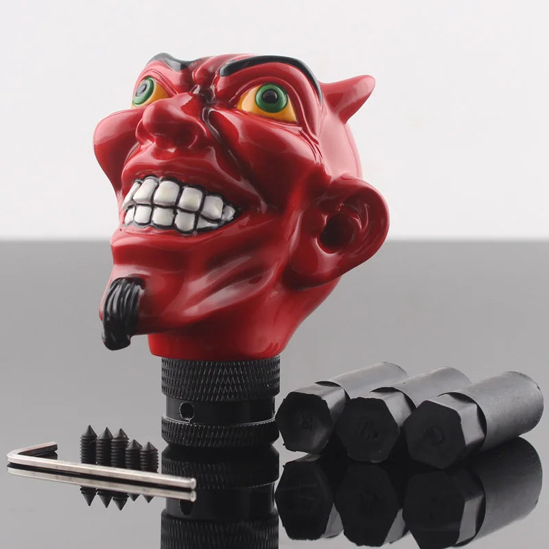 Universal Red Horn Evil Devil Head Skull Shift Gear Knob Car Shifter L