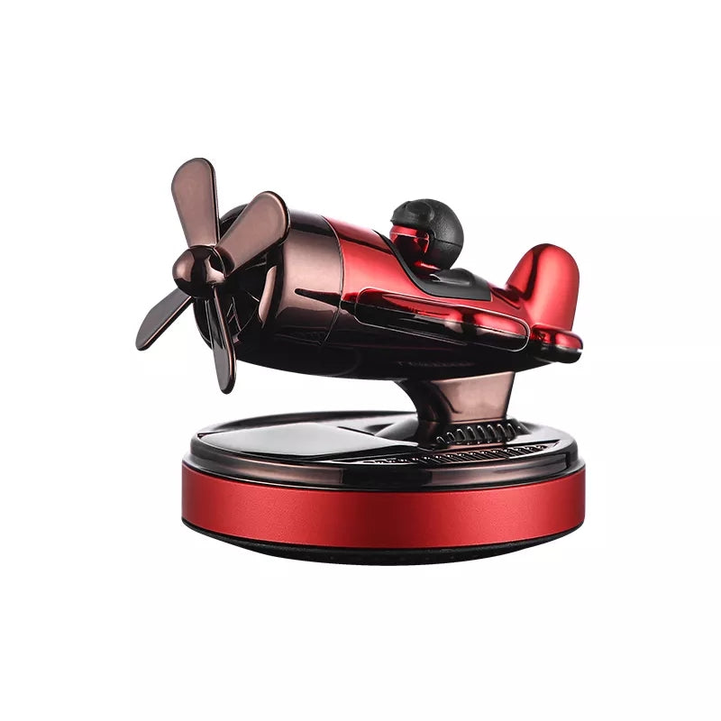Universal Solar Powered Aircraft Red With Air Freshener Dashboard Perfume Car Auto Diffuser