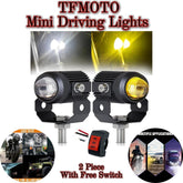 2 Pcs Set TFMOTO Mini Driving Fog Light Dual Color In Metal Body With Switch