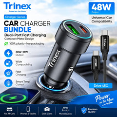 TRINEX 48Watts Boost Fast Charger with C-C Cable Super Fast Charging Multi Protocol