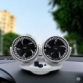 1 Pc Universal 12V Double Head Big Size Fan In Premium Quality With Automatic Moving Function