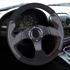 Universal 14 Inch Car Steering Wheel In Leather Stuff For Car 1 Pc