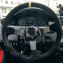Universal Alcantara Deep Dish Sports Steering Wheel 1 Pc