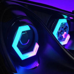 Universal Angel Eyes Retrofit 100MM APP Control RGB LED for Car Headlight 2 Pcs Set