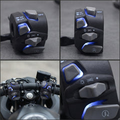 Universal Bike Assembly Switch Headlight Turn Signal Horn with LED Kill 2 Pcs Set (BLUE)