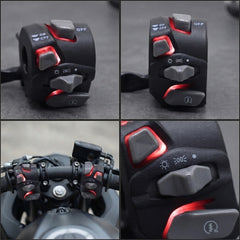 Universal Bike Assembly Switch Headlight Turn Signal Horn with LED Kill 2 Pcs Set (RED)