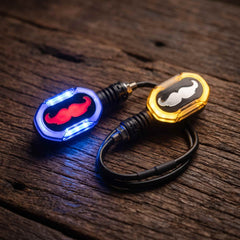 Universal Bike Indicator Mustache Style With Running DRL Blue - Red - Yellow 2 Pcs Set