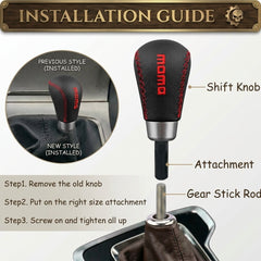 Universal Black Leather Gear Knob Gear Shift Knob Manual Transmission Shifter Lever Stick