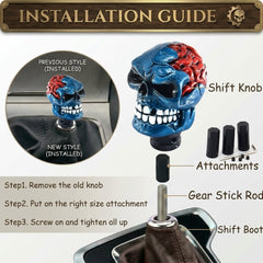 Universal Broken Head Skull Gear Knob Gear Shift Knob Manual Transmission Shifter Lever Stick(Blue)