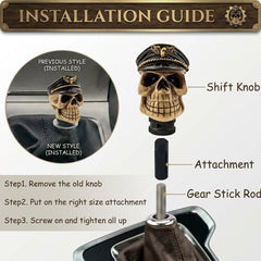Universal Captain Skull Gear Knob Gear Shift Knob Manual Transmission Shifter Lever Stick(Skin)