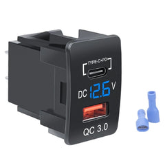 Universal Car In-Dash Charger Socket QC3.0 USB + PD3.0 Type-C Fast Charging for Old Honda 1 Pc