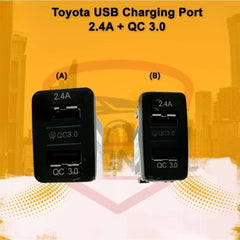 1 Pc Universal Car In-Dash Charger Socket QC3.0 + QC2.4A USB Fast Charging For Toyota