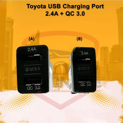 1 Pc Universal Car In-Dash Charger Socket QC3.0 + QC2.4A USB Fast Charging For Toyota