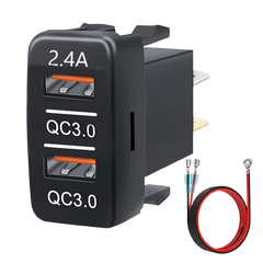 1 Pc Universal Car In-Dash Charger Socket QC3.0 + QC2.4A USB Fast Charging For Toyota