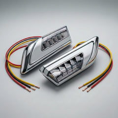 Universal Chrome Car Side Fender Marker Lamp With Audi Style Indicator And White DRL 2 Pcs Set