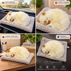 Universal Dashboard Car Sleeping Cat On Carpet Big Off White