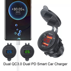 1 Pc Universal Dual PD Dual QC 3.0 USB Car Charger 80W Fast Charging