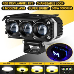 2 Pcs Set Universal HJG 3 SMD Fog Light Dual Color With RGB Function in Metal Body